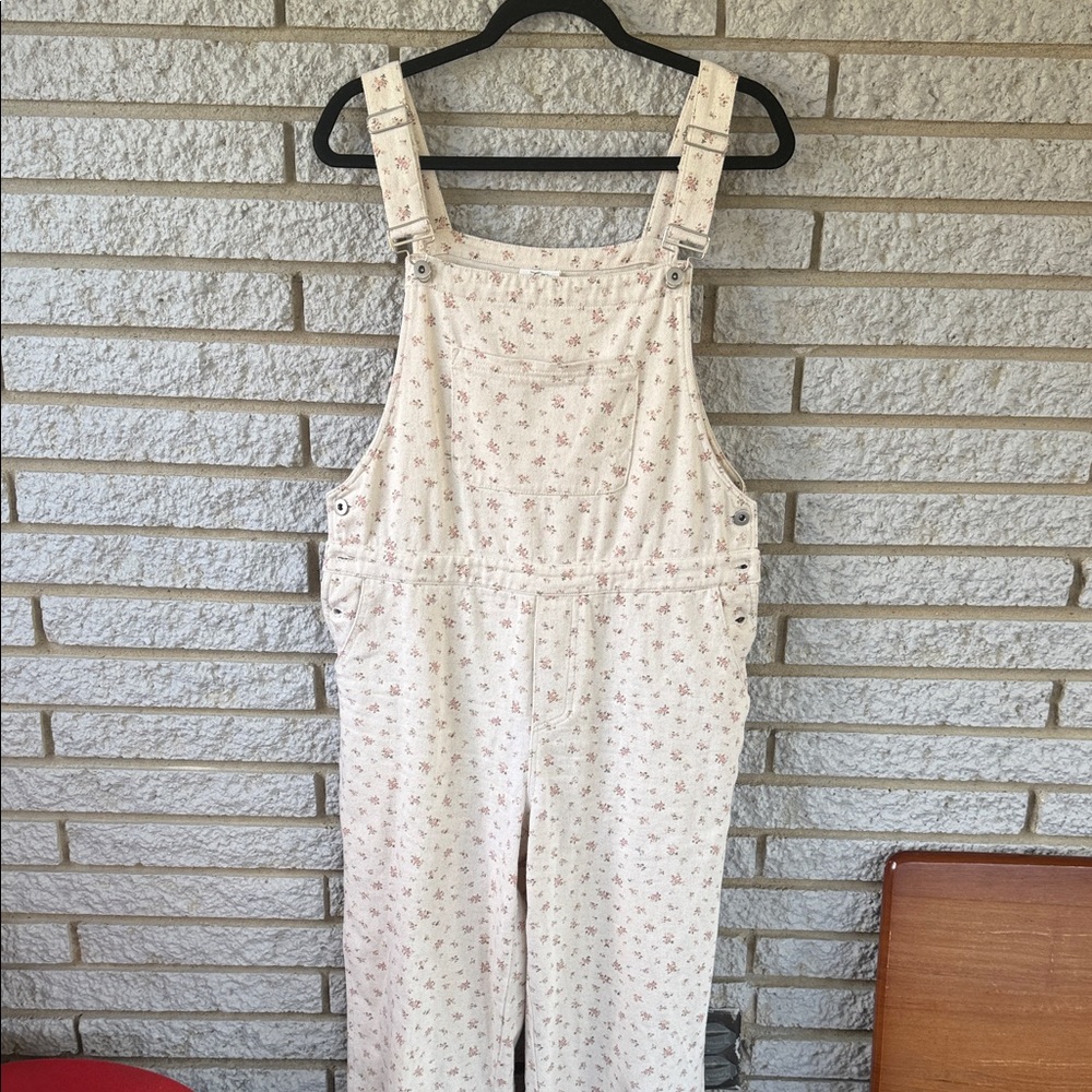 Women's Floral Cream Overalls Jumpsuit